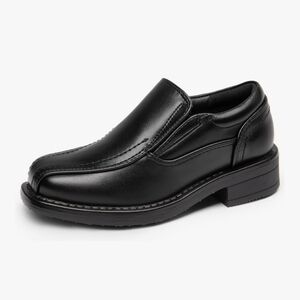 Boy's Slip-On Black Leather Dress Shoes